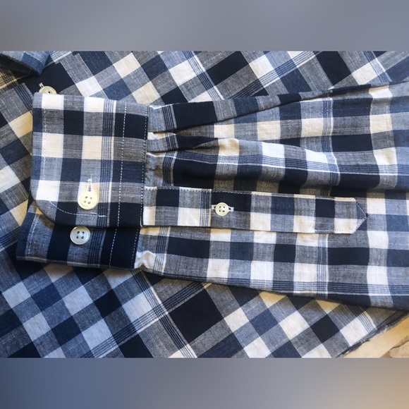 Joseph Abboud Men's Plaid Shirt - 100% Cotton Modern Fit Blue and White - Picture 9 of 10